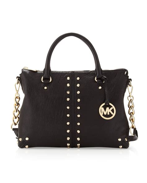 michael by michael kors black purse gold hardware|michael kors black shoulder purse.